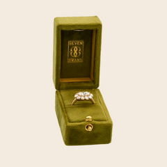 Seven Swans Signature Ring Box in 70's Chartreuse Green Velvet