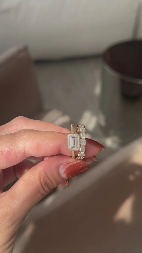 Agnes Emerald Cut Bezel Moissanite Solitaire - Seven Swans Fine Jewellery