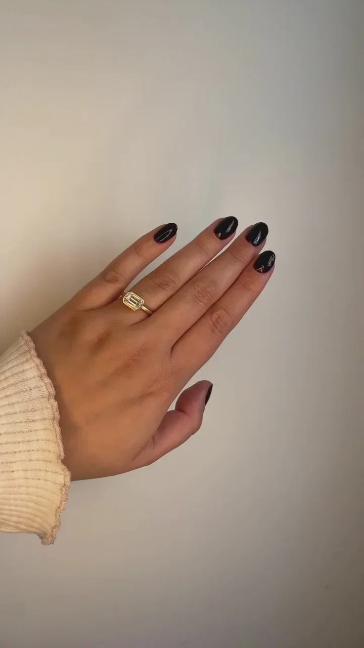 Agnes Emerald Cut Bezel Moissanite Solitaire - Seven Swans Fine Jewellery