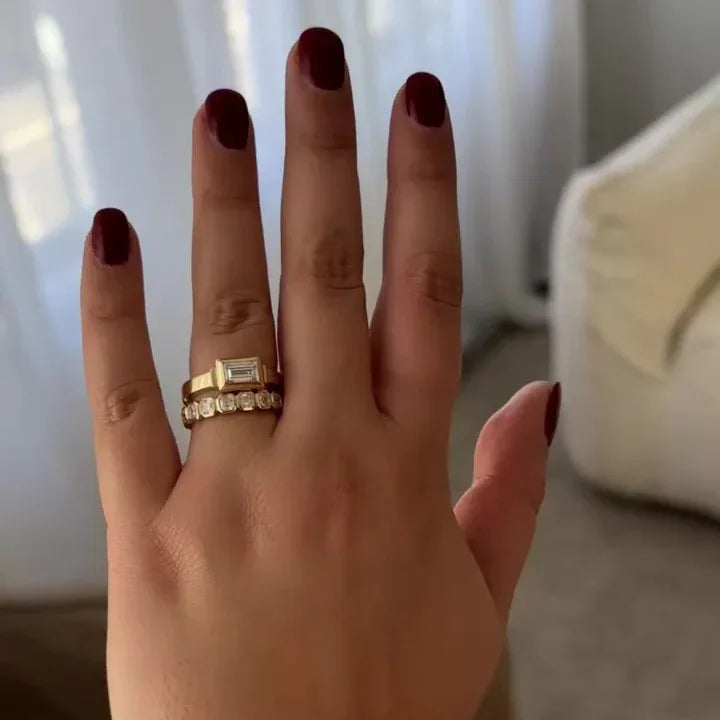 Atlas Mini - Asscher Cut Bezel Set Moissanite Eternity Band - Seven Swans Fine Jewellery